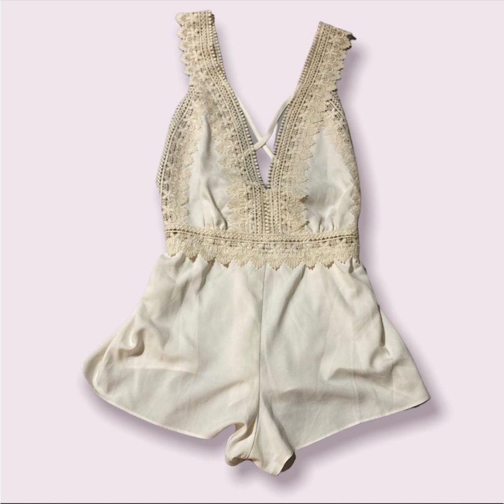 Flora Nikrooz Matte embroidered lace romper